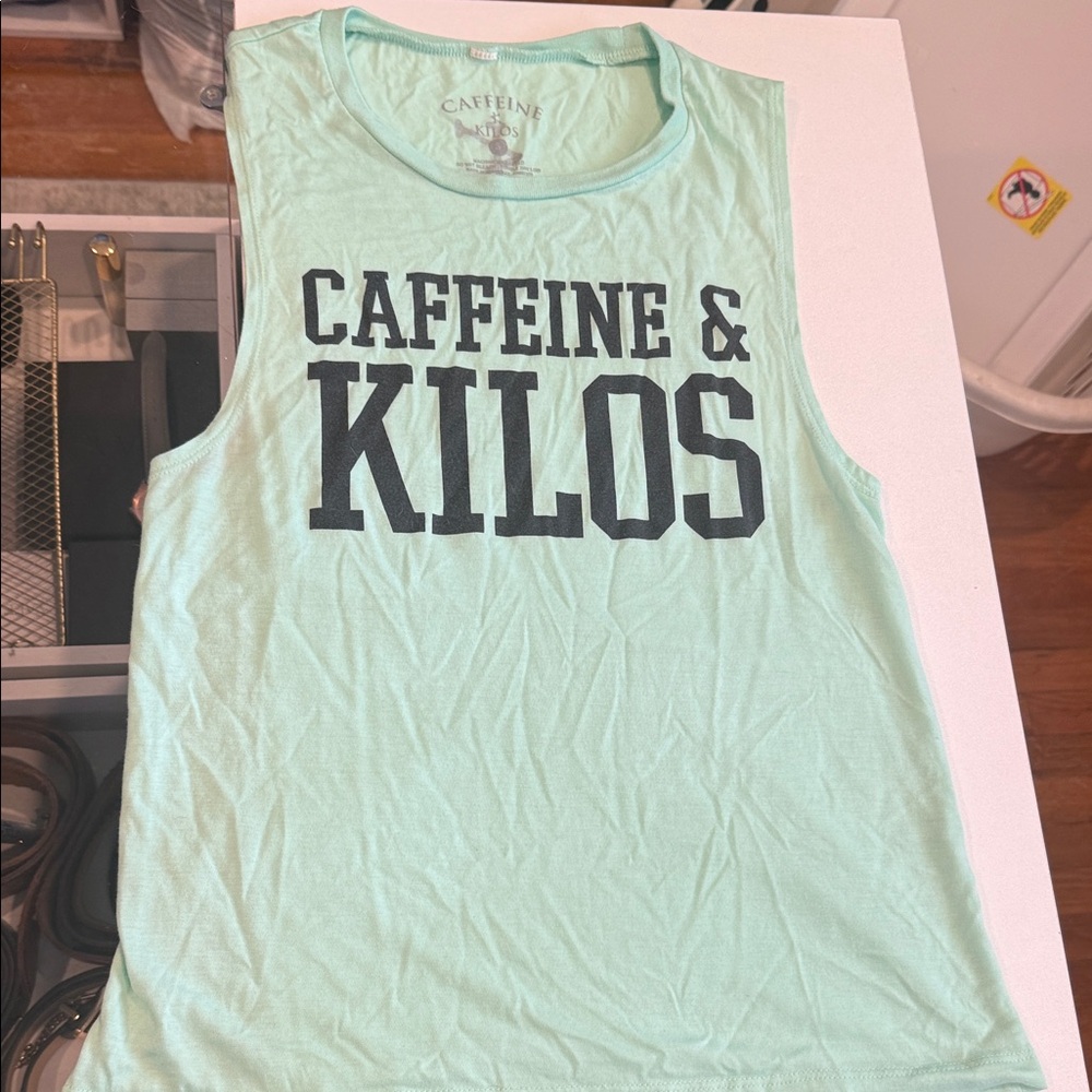 Caffeine & Kilos Mint Green Tank Top